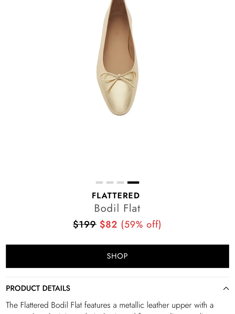 Flattered Bodil Flat in Metallic Gold